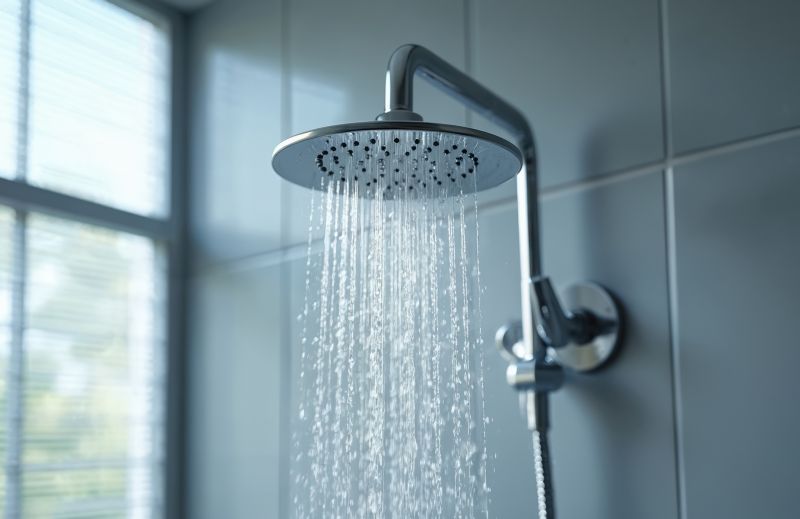 Rain Shower Head in Contemporary Bathroom